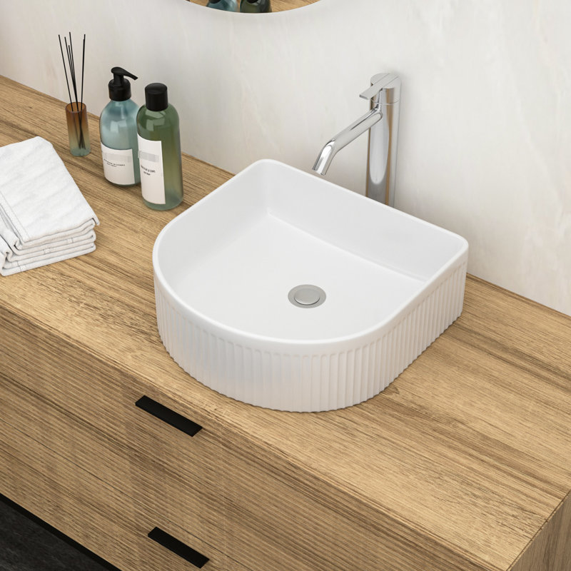 Lavabo de salle de bain vasque en céramique 15,56 "X 14,07" - Moderne, blanc, teint, moderne Rare 15,56 "X 14,07", pour la maison et le bureau