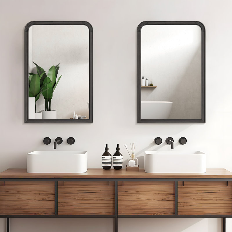 Bathroom/Vanity Wall Mirror with Wood Frame, 36" x 24", Black