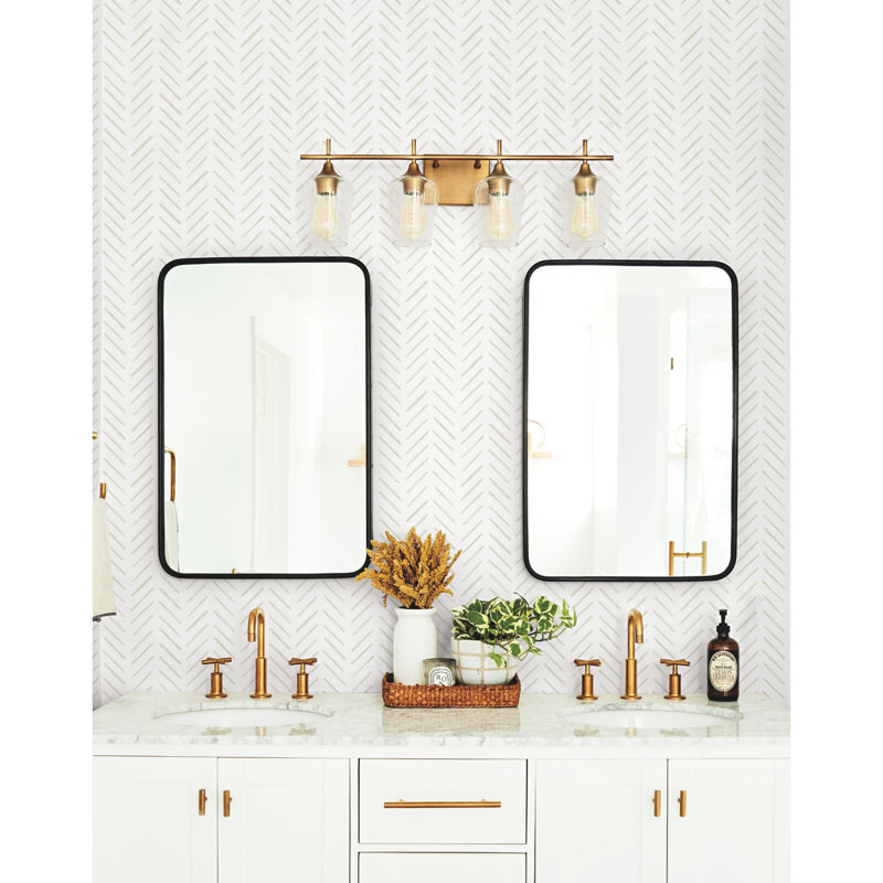 Painted Herringbone Peel & Stick Chevron Wallpaper, Sand