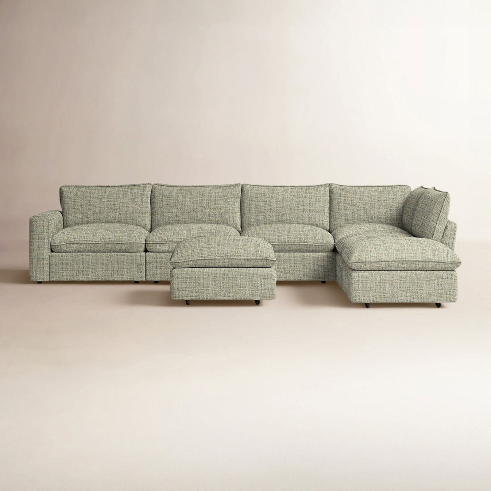 Zisa Modular Upholstered L-Sectional, Drusky Beige Performance