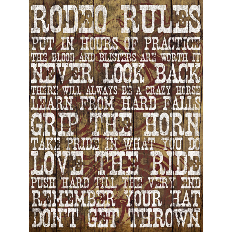Rodeo Rules - Impression sur toile tendue, H 16 po x l 12 po