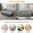 3 In 1 Convertible Sleeper Sofa Bed With Reclining Backrest, Pillows And Side Pockets-587081242