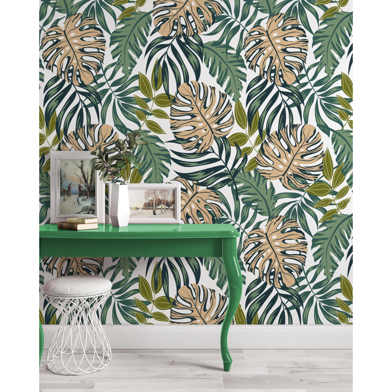 Tropical Leaves Summer Wallpaper, 37.92" L x 57" W