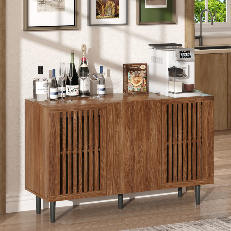 Hessle Storage Cabinet, 47.2” Buffet Cabinet With 3 DIY Doors And Adjustable Shelves, Coffee Bar Cabinet For Kitchen,Dining Room,Living