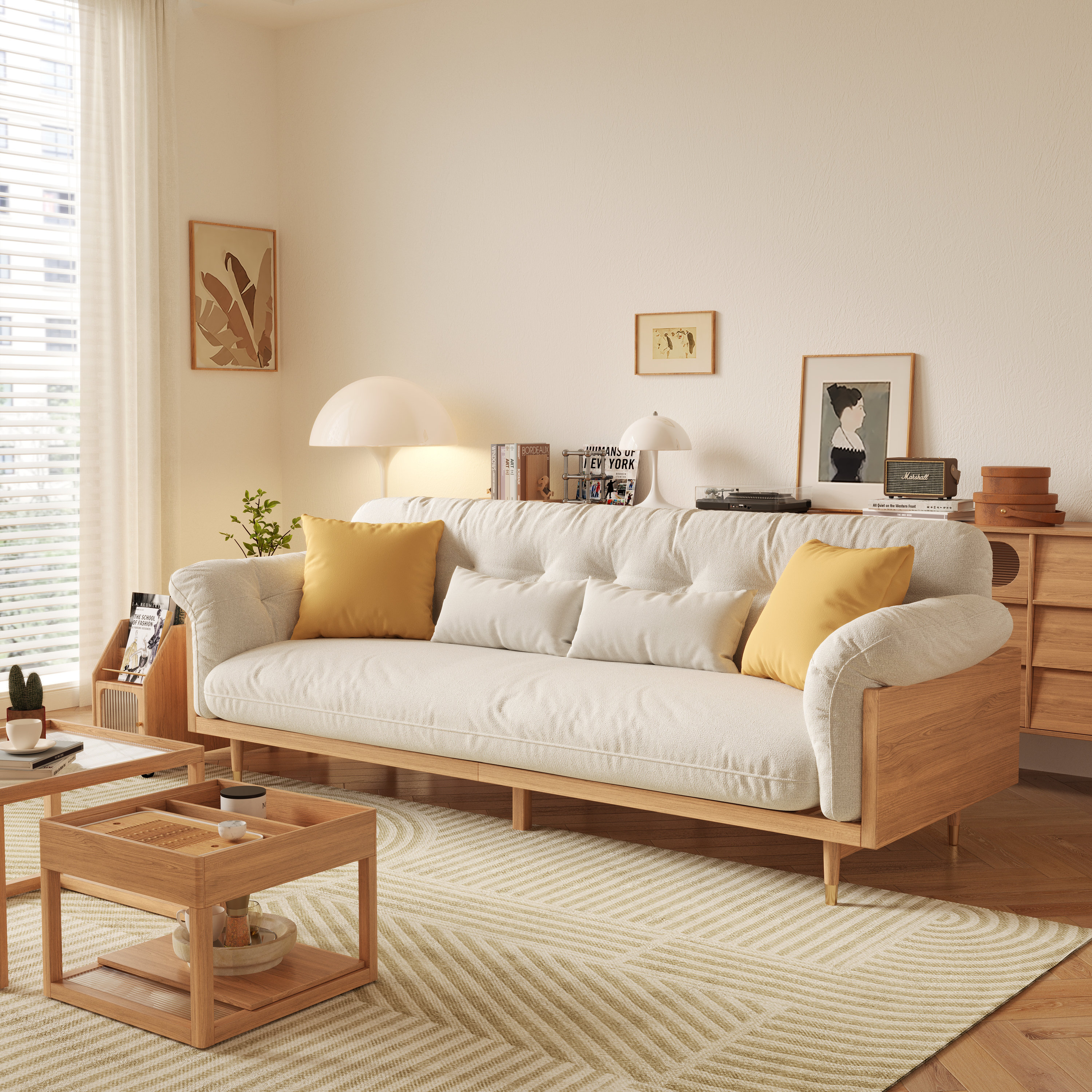 Upholstered Cotton Linen Sofa