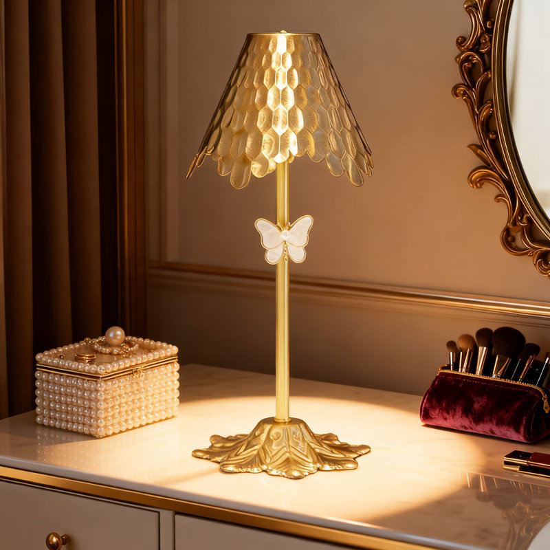 Lampe de table rechargeable sans fil avec accent papillon magnétique, 3 lumières DEL à intensité variable de température de couleur, lampe tactile sans fil portable pour la décoration intérieure et les cadeaux