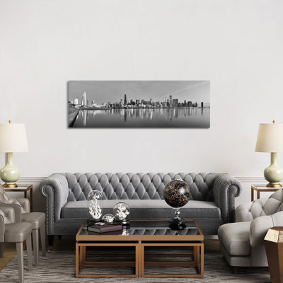 Chicago Skyline Cityscape 1 Piece Wrapped Canvas Panoramic Wall Art