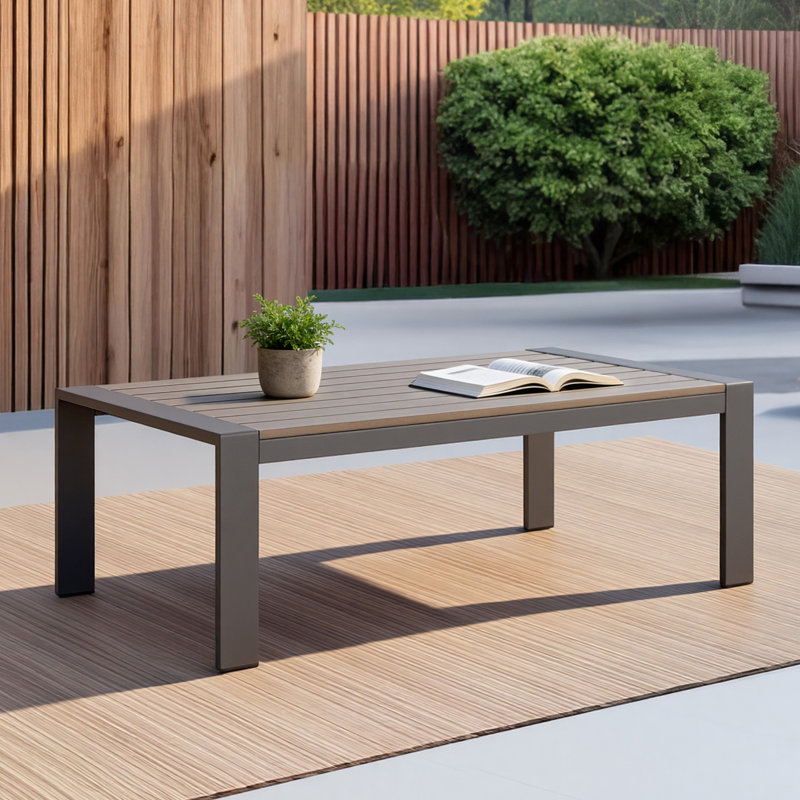 Aluminum Patio Coffee Table, Dark Gray, Light Gray