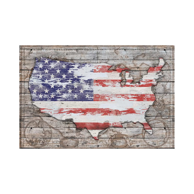 USA Map Old America by Diego Tirigall - Wrapped Canvas Print, 20.32 cm H x 30.48 cm W