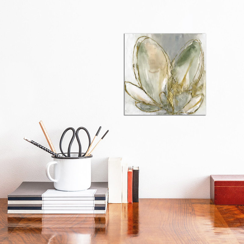 Reproduction d’art « Blooming Gold I » par Jennifer Goldberger, Toile tendue, H 12 po x l 12 po x P 0,75 po