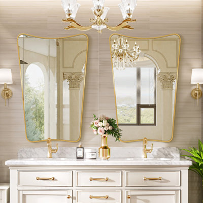 Rectangle Scalloped Metal Flat Wall Mirror Sets