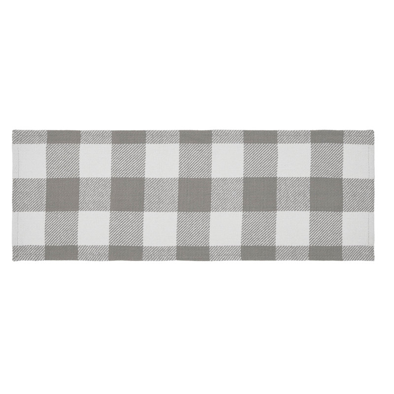 Linge de table à carreaux Annie Buffalo, 36 po x 12 po, Gris / Blanc