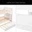 Lit superposé double au dessus d'un lit double avec lit gigogne simple, lit superposé en bois de pin avec garde-corps-1942454000