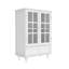 Buffet blanc avec portes doubles en verre et tiroir - Armoire moderne en bois massif avec armoire de rangement
