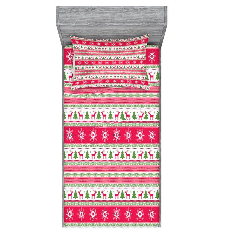 Nordic Microfiber Striped Sheet Set, Twin XL Sheet Set with Fitted Sheet