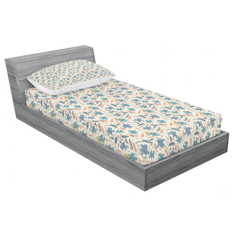 Gray Floral Twin Microfiber Sheet Set with Pillowcase