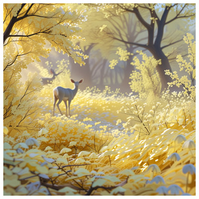 Couvre-lit de cerf jaune forêt jaune