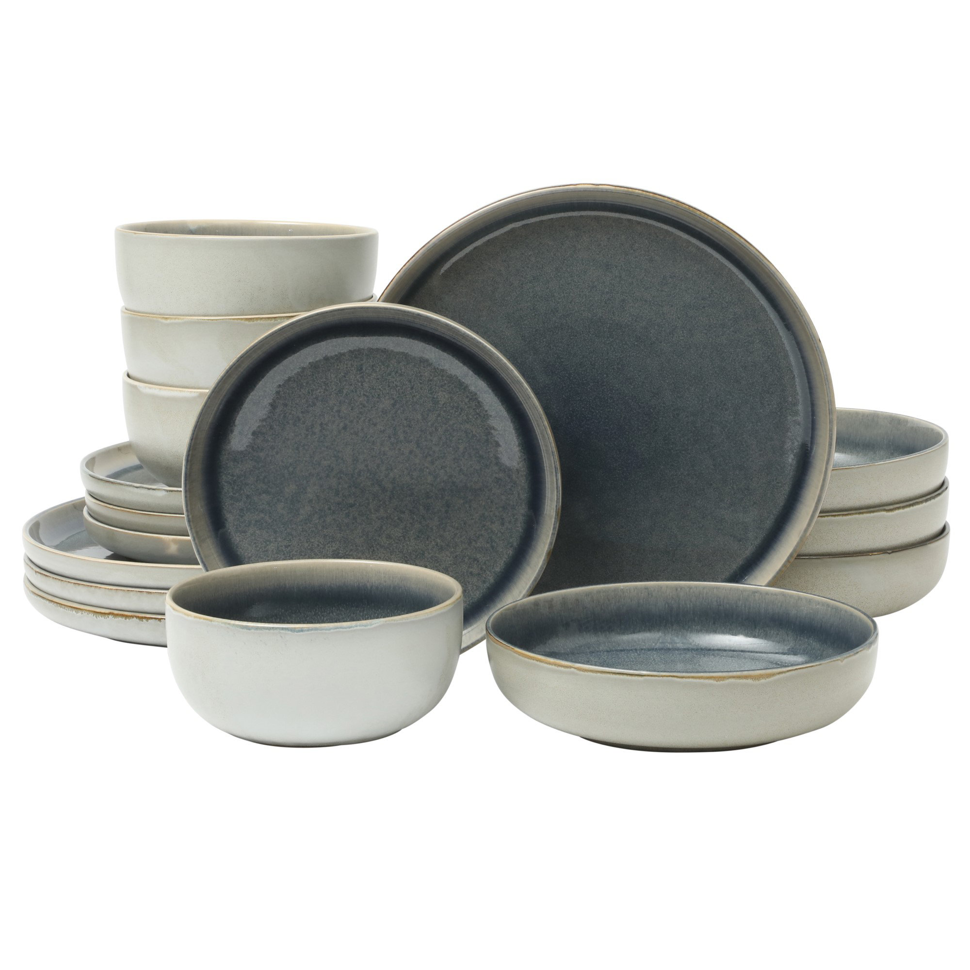 Gibson Elite Sunveil 16 Piece (Service for 4) Plates and Bowls Reactive Glaze Round Dishes Stoneware Ceramic Dinnerware Set & Reviews | Wayfair
