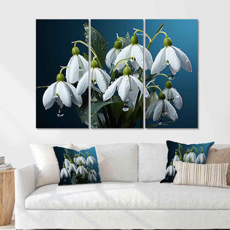 «Winter Snowdrop Flower Photographie III - Snowdrops», ensemble d'art mural, H 28 po x l 36 po x P 1 po