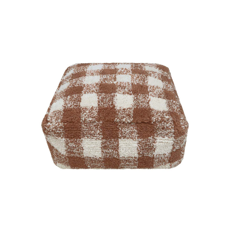 Vichy Square Pouf, Toffee