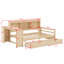 Lit de jour multifonctionnel en bois avec tiroirs de rangement, bureau intégré, port de charge et tablettes-1409385374