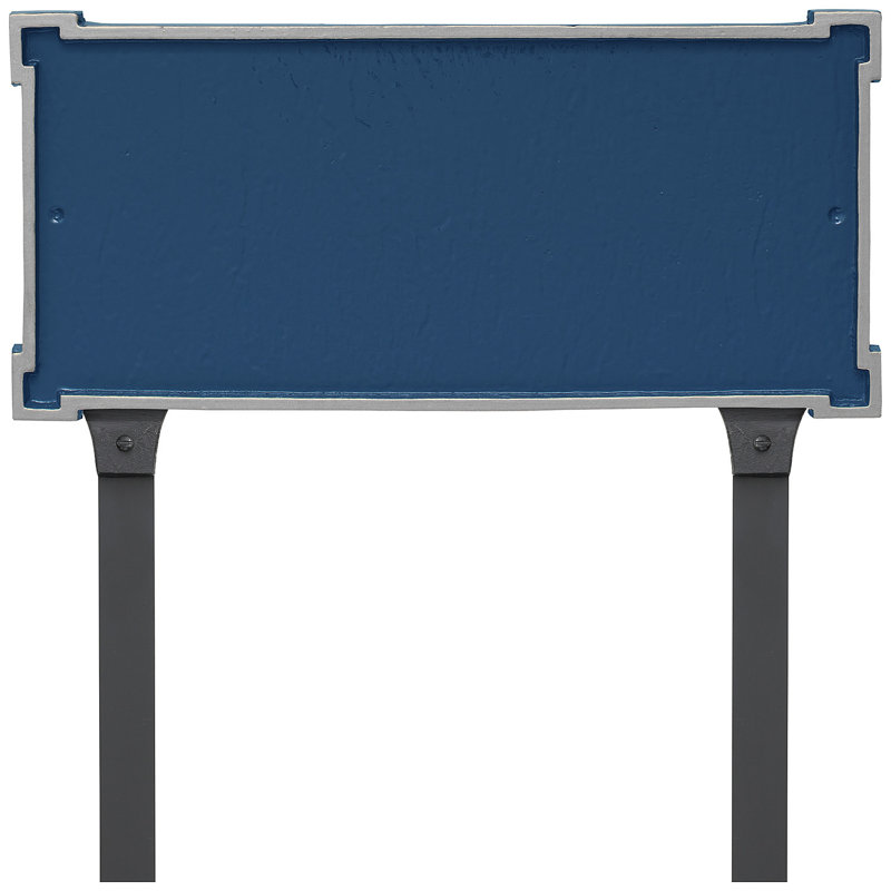 Plaque d'adresse sur 2 lignes New Yorker, Bleu de mer / Argent, Oui