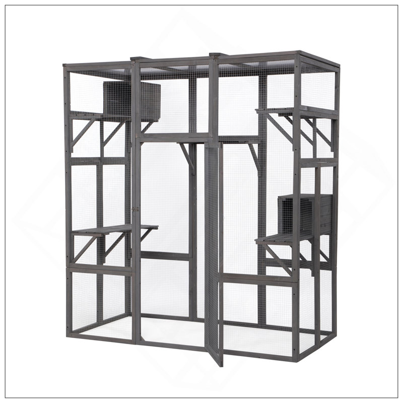 Cage à chat extra large avec plusieurs niveaux et portes verrouillables, parfaite pour une utilisation extérieure et intérieure