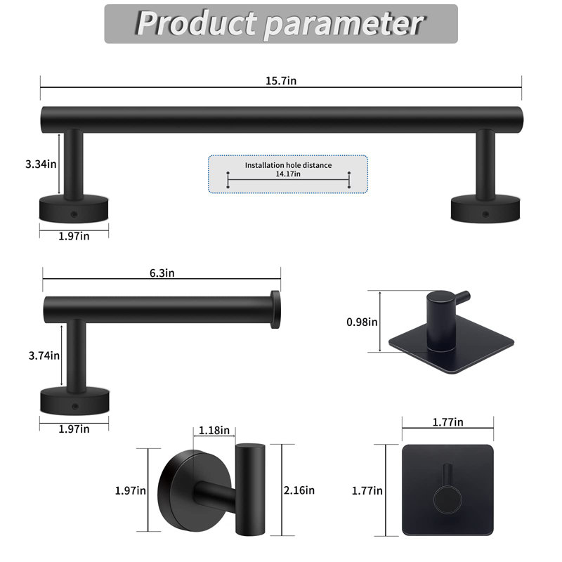 Wall Towel Rack, Black