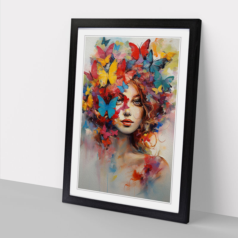 Butterfly Expressionism Art - Framed Print, Black Framed, 34cm H x 25cm W x 2cm D