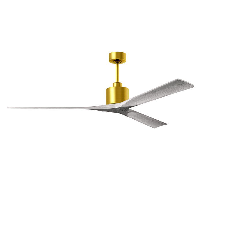 Nan XL 72" Ceiling Fan In Matte White And Matte Black Blades, Brushed Brass, Barn Wood Tone