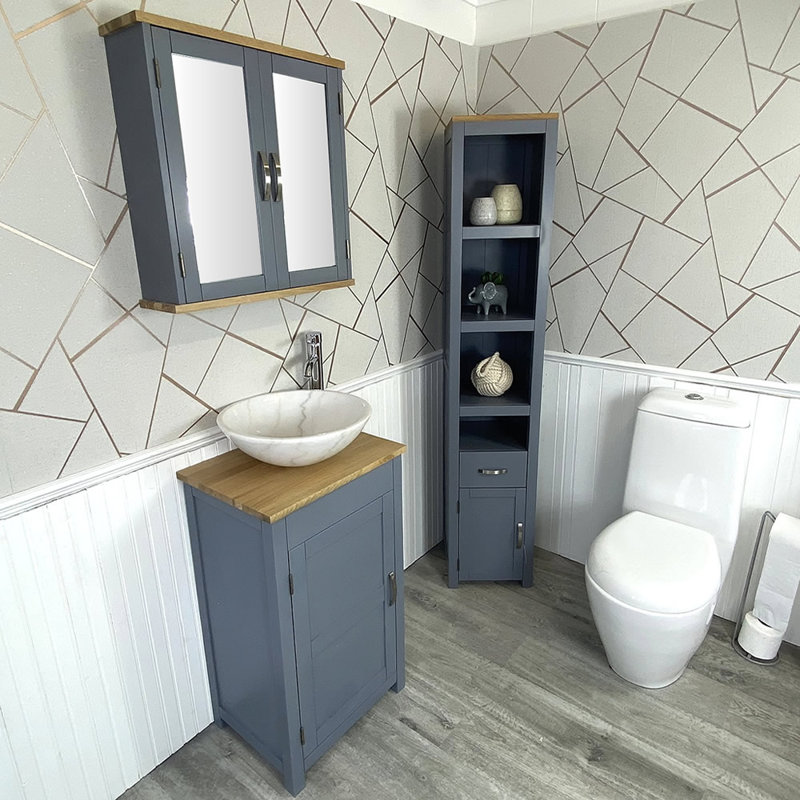 Marrs 485mm Single Bathroom Vanity with Vessel Stone Basin, Grey