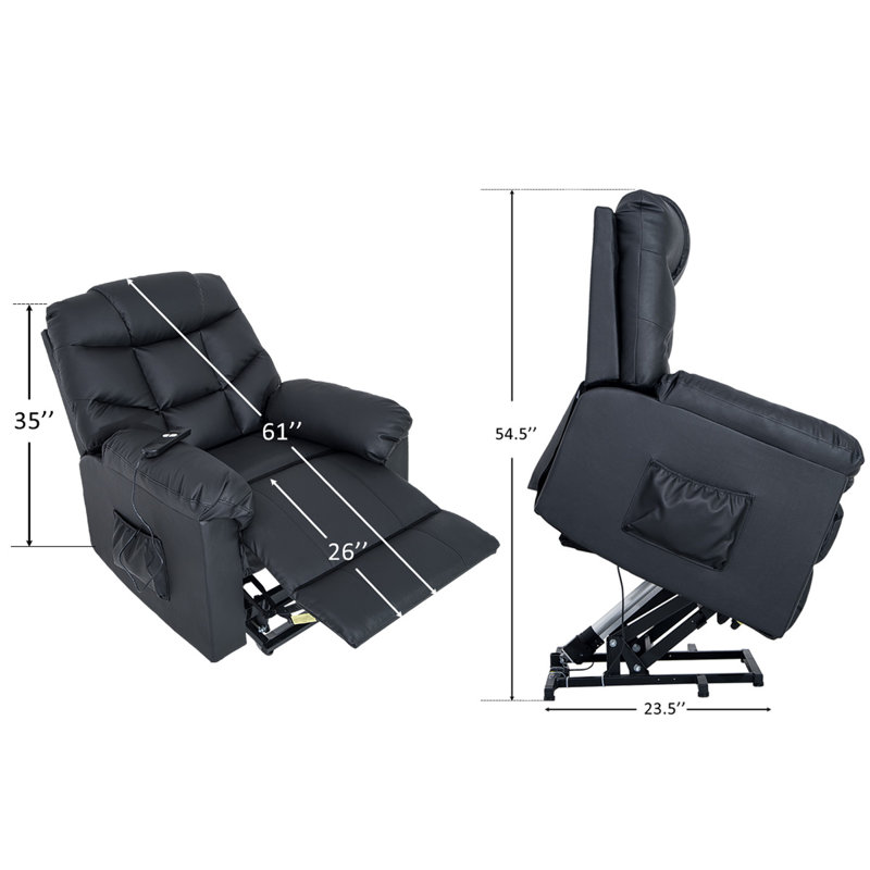 Fauteuil inclinable électrique lissée 33,5 po Liam, Noir