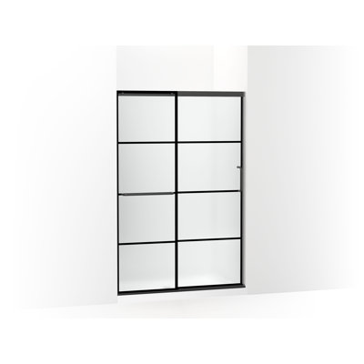 Elate Sliding Shower Door, 70-1/2-In H X 44-1/4 - 47-5/8-In W, With 1/4-In Thick Crystal Clear Glass With Rectangular Grille Pattern