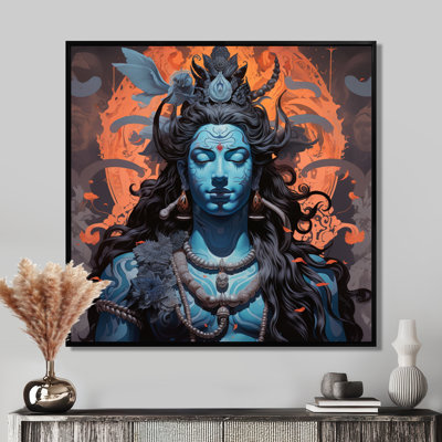 Portrait de Shiva bleu - impression d'art mural de l'hindouisme