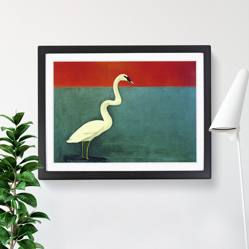 XH1022-6199X Modern Swan Art Abstract 1 Piece Single Picture Frame Wall Art, 46cm H x 64cm W x 2cm D, Black
