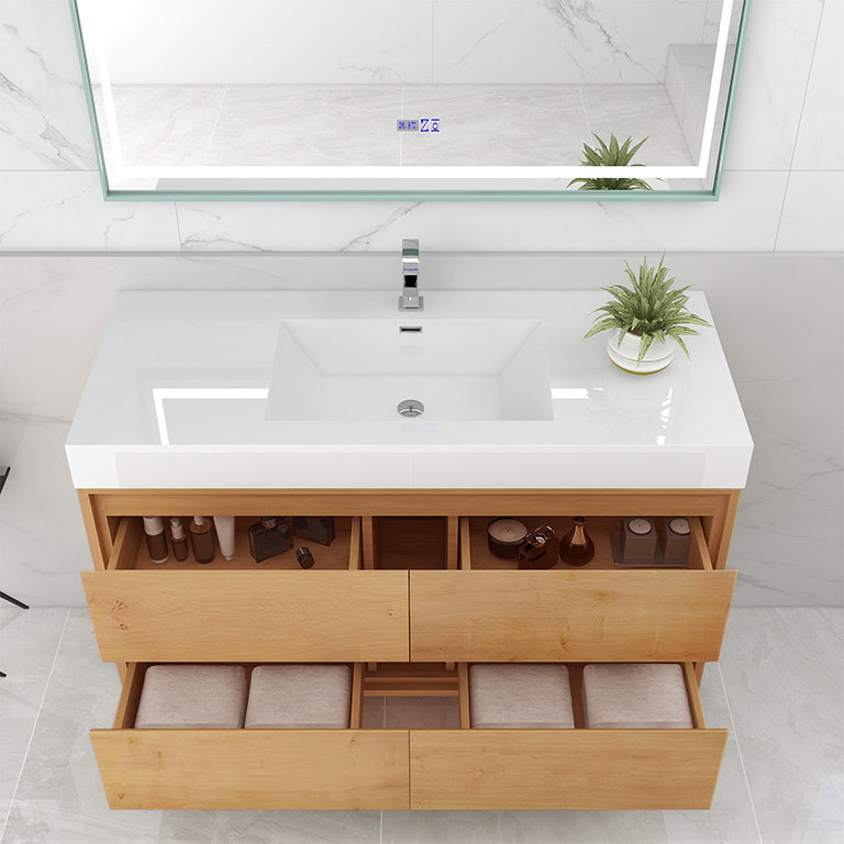 Wittig 48" Wall-Mounted Single Bathroom Vanity Set, Light Oak