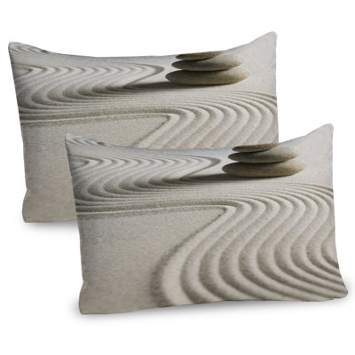 Ambesonne Rock Pillow Sham 2 Pack Stack of Stones Balanced Theme Taupe Dust -  pil-2_91596_36x20