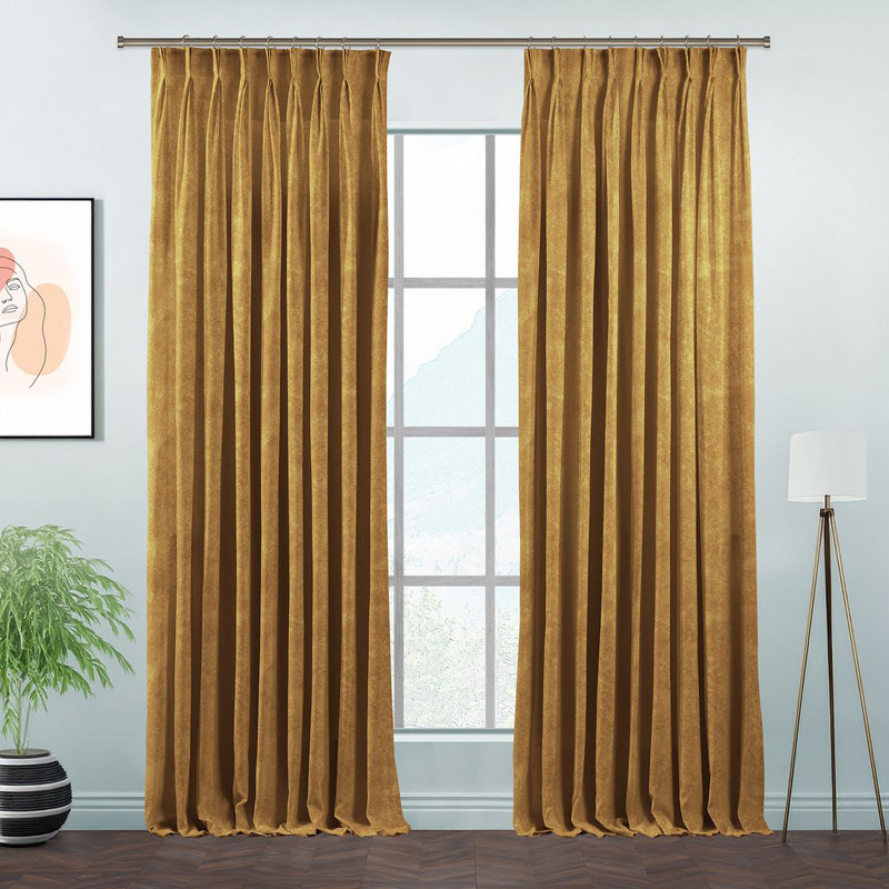 Room Darkening Single Curtain Panel, Gold, 190cm Width x 265cm Drop