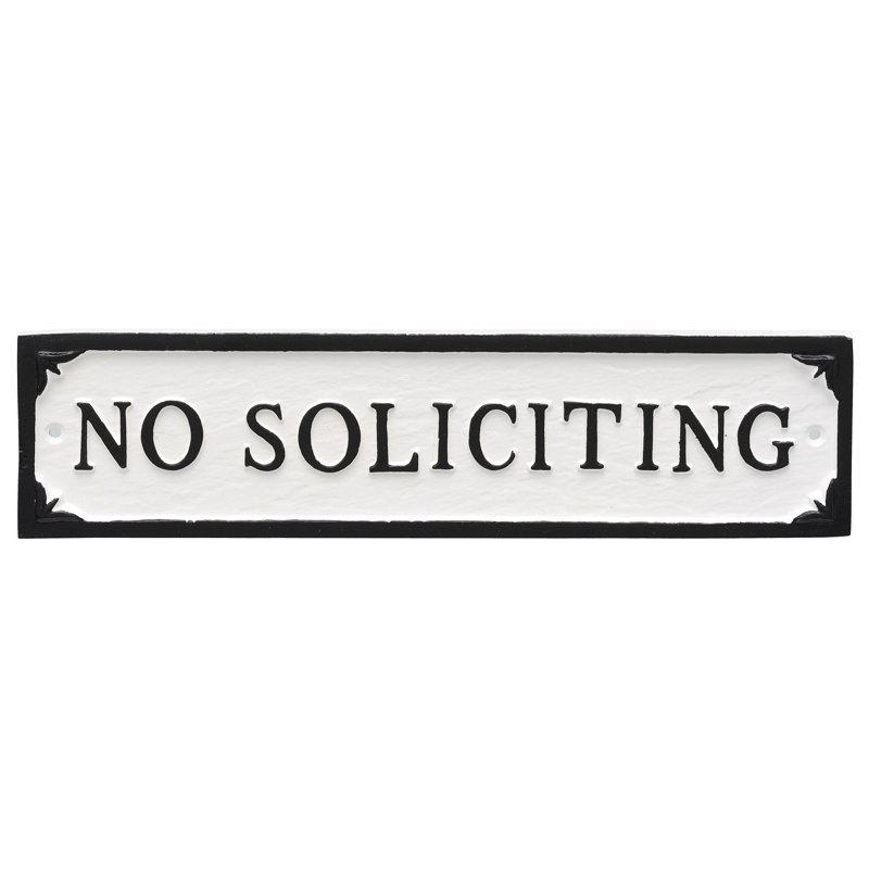 No Soliciting Statement Garden Plaque, White/Black