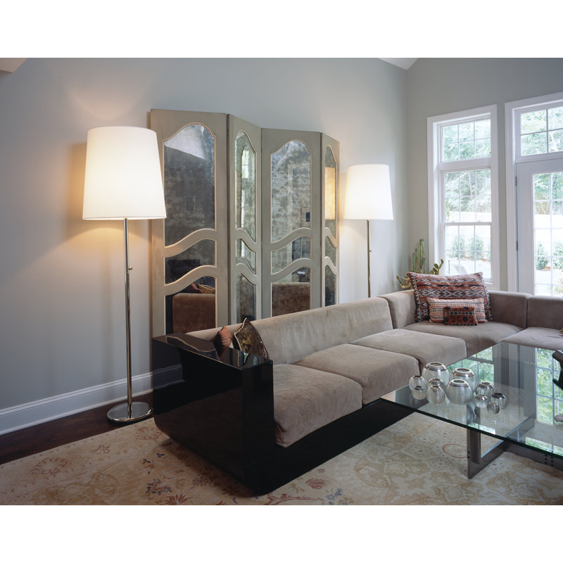 Tall Adjustable Polished Nickel Floor Lamp with Fondine Shade
