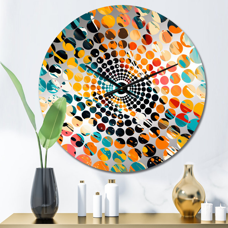 Horloge murale abstraite multicolore, Médium