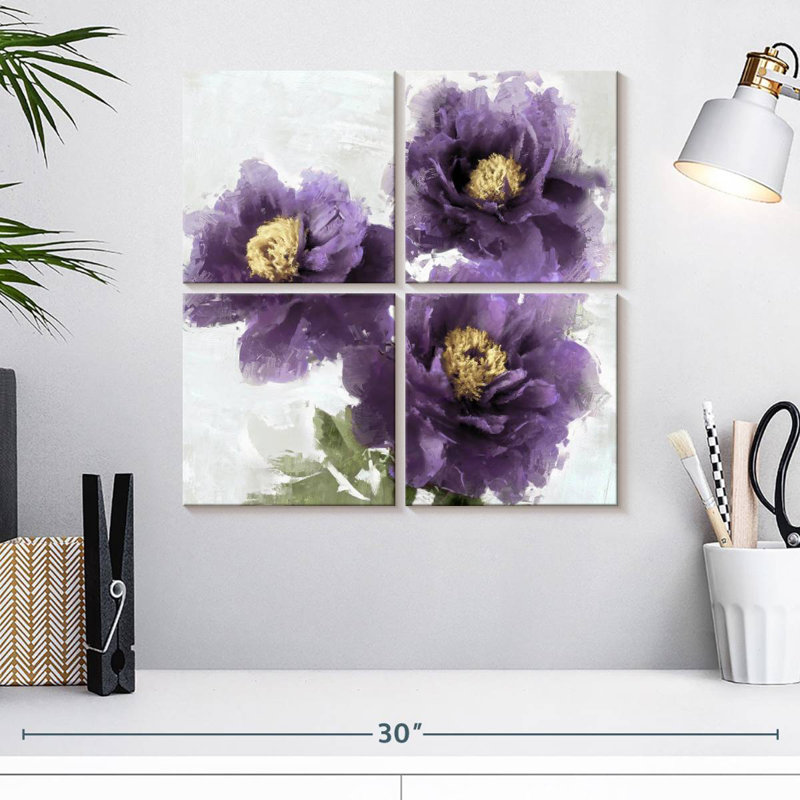 Harnek mauve en fleurs I, H 18 po x l 18 po