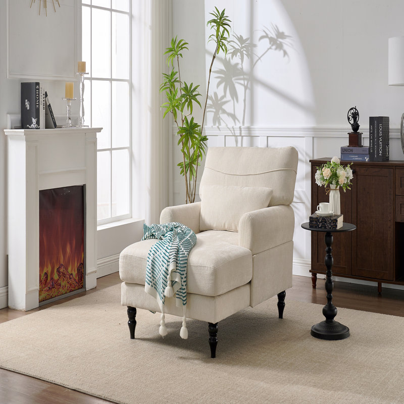 Méridienne moderne, fauteuil inclinable rembourré de loisirs d'intérieur, fauteuil d'appoint, Blanc