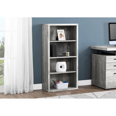 Contemporary Bookcase, 5 Tier, Grey, 48"H, For Display And Storage Tier Bookcase In Design With Ample Office Bedroom