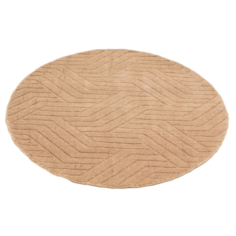 Tapis rond en laine nouvel âge unique 4 pi x 4 pi x brun clair