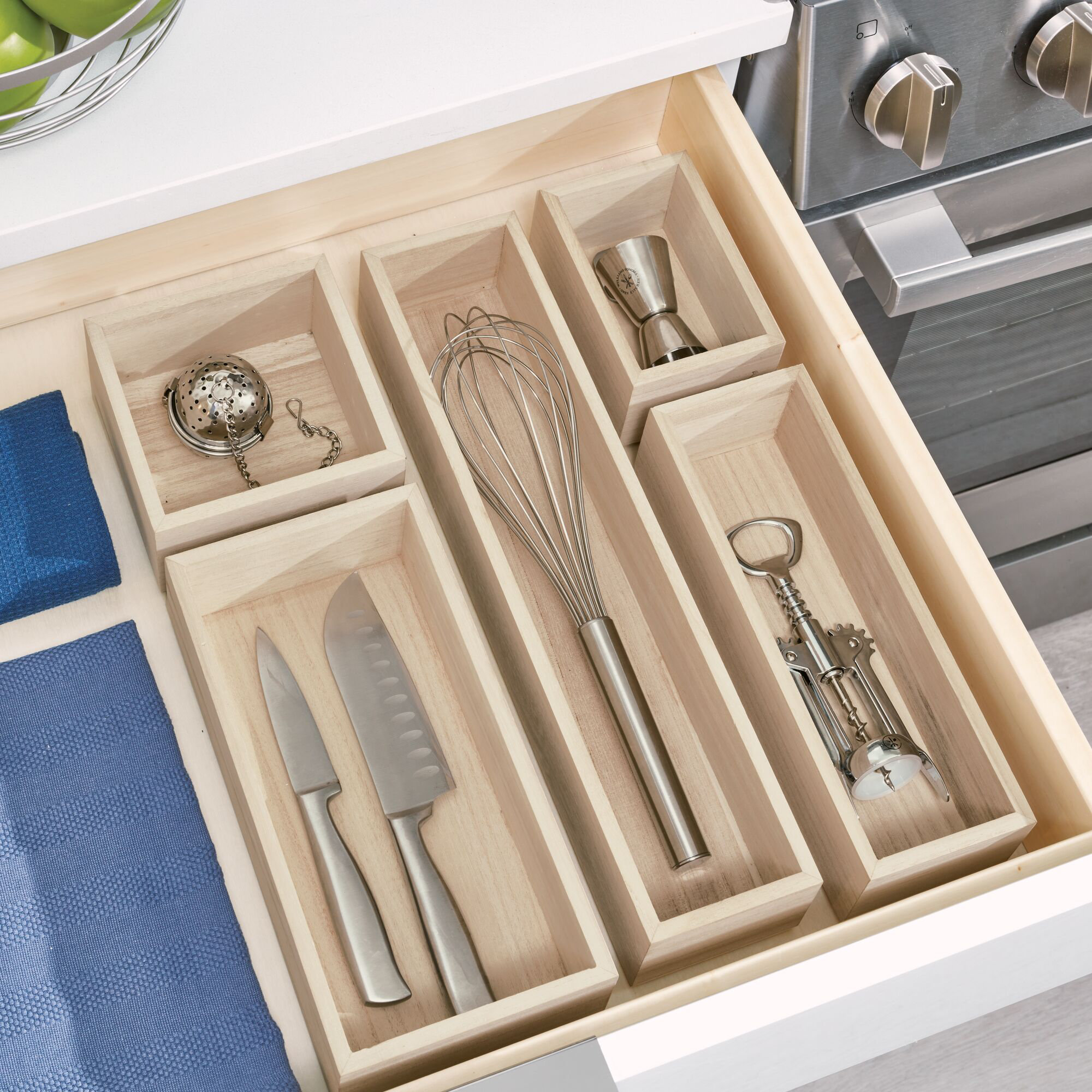 iDesign Renewable Wood Collection in Paulownia Wood Drawer Organizer Bin, 3.3" x 10" x 2.5"