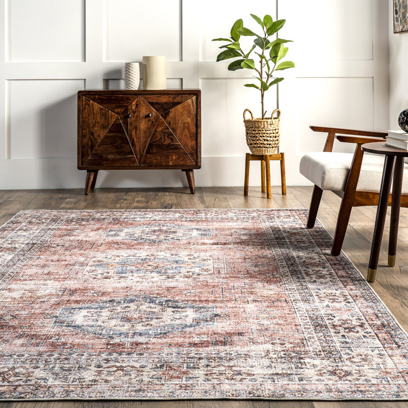 Eckhoff Medallion Machine Washable Area Rug for Living Room Bedroom Dining Room Kitchen, Runner 2'6" x 6'