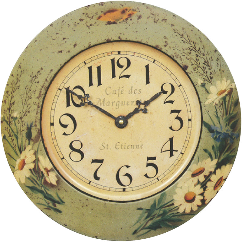 French Tin Daisy Design Wall Clock, 36cm