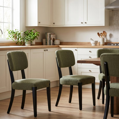 Chaises de salle à manger modernes sans accoudoirs, beige, chaises d'appoint contemporaines avec pieds en bois - Chaises d'appoint polyvalentes pour la salle à manger, la cuisine ou le salon