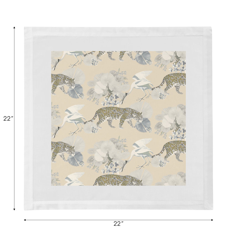 Leopard Walk Cameo Hemstitch 22" Linen/Cotton Napkin, Cream